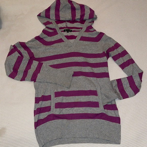 Mandarine & Co | cotton hoodie Knit long-sleeve T-shirt grey and purple - Picture 2 of 7